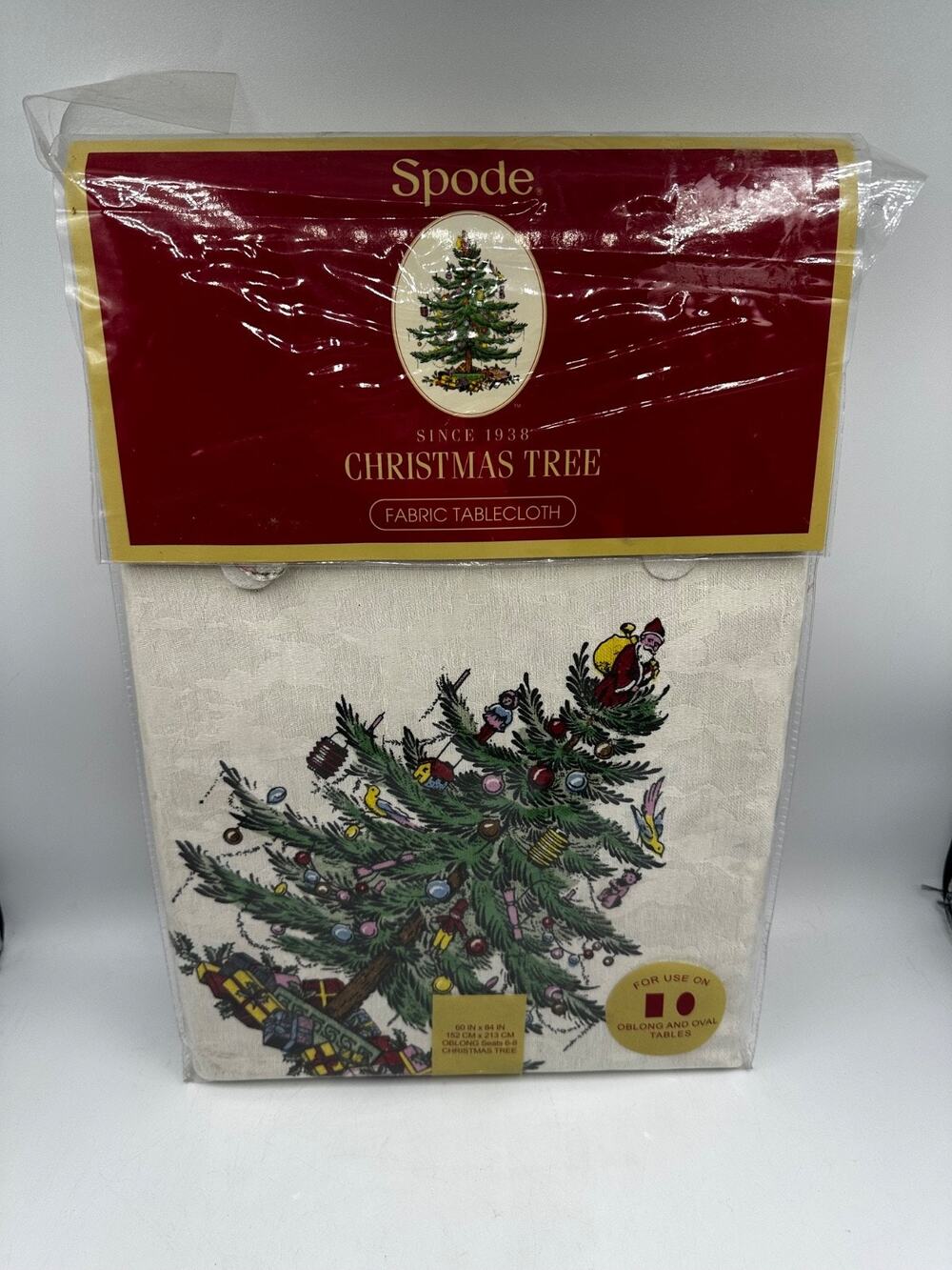 Spode Christmas Tree Tablecloth Fabric 60x104” Oblong Seats 8-10 NIP